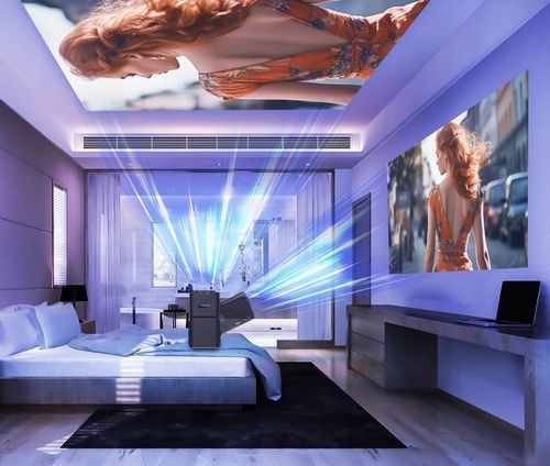 PROJEKTOR RZUTNIK ANDROID TV WIFI LED MINI PRZENOŚNY SMART GŁOŚNIK OBROTOWY na Arena.pl