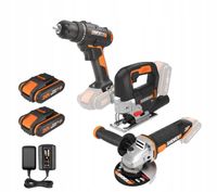 Zestaw elektronarzędzi Worx Wkrętarka + Wyrzynarka + Szlifierka