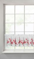 Firana gotowa zazdrostka na taśmie MARI 150x30 biała czerwona maki