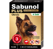 SABUNOL PLUS Obroża psa 75 cm owadobójcza na pchły kleszcze na 5 miesięcy