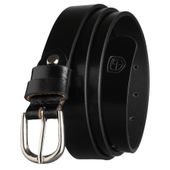 czarny pasek damski ze skóry naturalnej ze srebrną, klasyczną klamrą