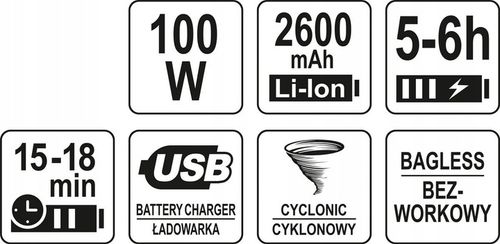 BEZPRZEWODOWY ODKURZACZ SAMOCHODOWY RĘCZNY 100W +NASADKI BEZWORKOWY STHOR na Arena.pl