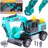 Klocki AUTO do Rozkręcania Skręcania Koparka ŚWIATŁA DŹWIĘKI Śrubokręt 72el