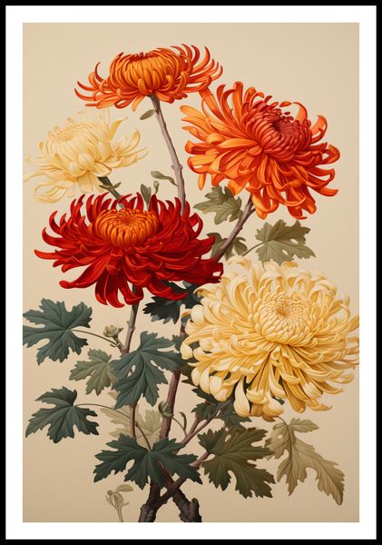 Plakat 67,5x100cm Tańczące Chryzantemy zdjęcie 3