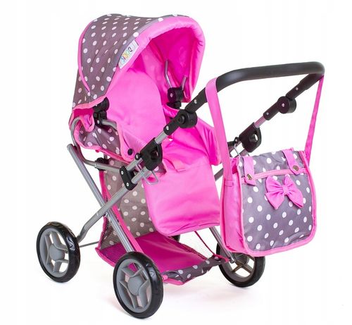 Wózek dla lalek 3w1 SPACEROWY GŁEBOKI + INTERAKTYWNA LALKA BOBAS zestaw XXL na Arena.pl