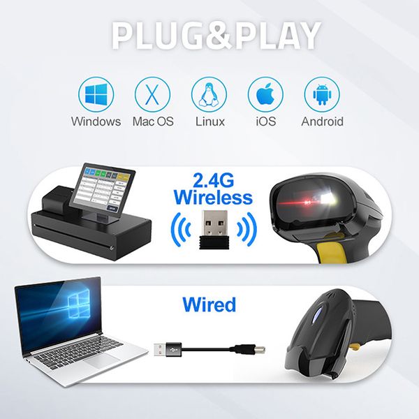 Qoltec Bezprzewodowy czytnik kodów kreskowych 1D 2D | 2.4GHz zdjęcie 2