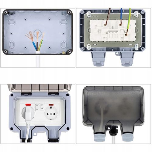 PODWÓJNE GNIAZDKO IP66 OGRODOWE ZEWNĘTRZNE WODOSZCZELNE GNIAZDO 230V na Arena.pl