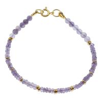 Bransoletka regulowana - Ametyst cięte kulki, oponki i srebro złocone