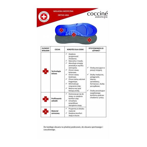 r. 36-40 - żelowa wkładka medyczna coccine ortho ara na Arena.pl