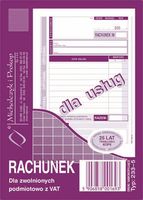 DRUK RACHUNEK DLA ZWOLNIONYCH Z VAT DLA USŁUG A6 233-5 5906858001693