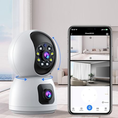 KAMERA MONITORUJĄCA BIAŁA 2,4G WIFI PTZ + 2 OBIEKTYWY 2MP na Arena.pl