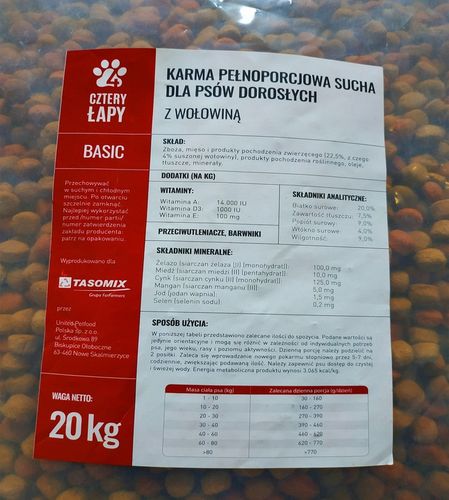 Cztery Łapy karma sucha wołowina 20 kg na Arena.pl