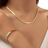 KOMPLET ZŁOTY ŻMIJKI NASZYJNIK BRANSOLETKA STAL CHIRURGICZNA