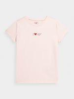 4F T-shirt z nadrukiem dziewczęcy różowy I LOVE 4F 100% Bawełna 152CM