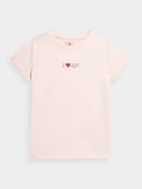 4F T-shirt z nadrukiem dziewczęcy różowy I LOVE 4F 100% Bawełna 152CM