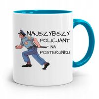 Kubek Błękitny Dla Policjanta Na Posterunku Z Nadrukiem Ze Zdjęciem
