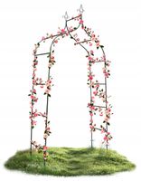 2X Pergola ogrodowa metalowa zielona łuk na róże kwiaty 265x140cm + kotwy