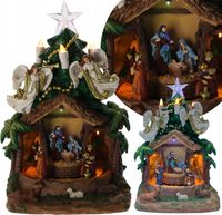 POZYTYWKA BOŻONARODZENIOWA LED SZOPKA ŚWIĄTECZNA Z CHOINKĄ MUZYKA I ŚWIATŁO