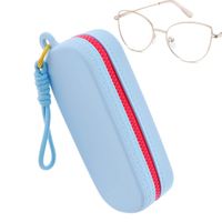 Silikonowe etui na okulary z poręcznym uchwytem ET-141B błękitne