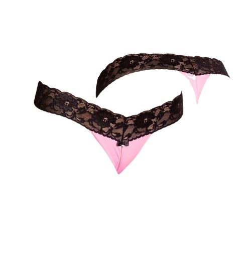 Różowe stringi z pęknięciem S/M zdjęcie 2