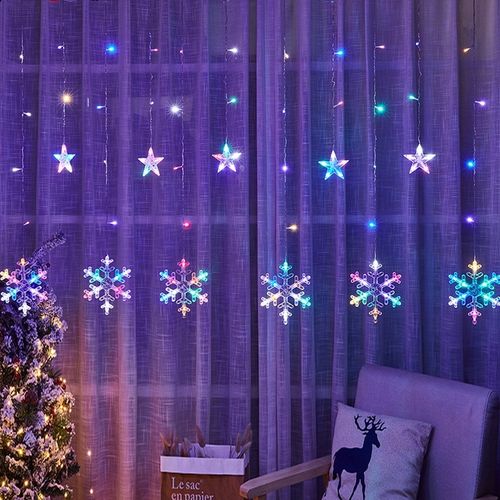 PŁATKI ŚNIEGU WISZĄCE LAMPKI CHOINKOWE ZEWNĘTRZNE KURTYNA LED SOPLE na Arena.pl