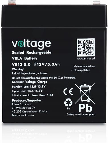 Akumulator AGM Voltage 12V 5Ah VE12-5.0 na Arena.pl