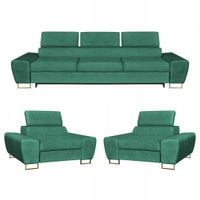 Zestaw mebli wypoczynkowych Bosso Sofa 3os fotele zielone Family Meble