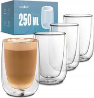 SZKLANKI TERMICZNE DO CAPPUCINO PODWÓJNE SZKŁO X4 SZKLANKI 250ml TERMICZNE
