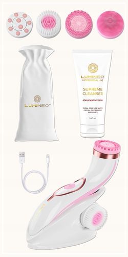 Lumineo Brush PRO różowy 4 końcówki + żel do skóry wrażliwej na Arena.pl