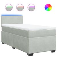 Łóżko kontynentalne z materacem, jasnoszare, aksamit, 90x200 cm