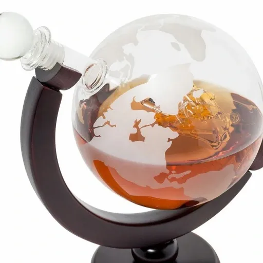 KARAFKA + SZKLANKI DO WHISKY STATEK GLOBUS GRAWER zdjęcie 5