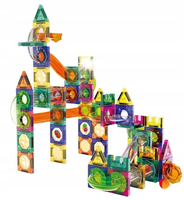 KLOCKI MAGNETYCZNE 3D TOR KULKOWY ŚWIECĄCY ZESTAW DIY 160 ELEMENTÓW