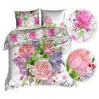 Pościel bawełna satyna 160x200cm DWUSTRONNA - BUKIET KWIATÓW
