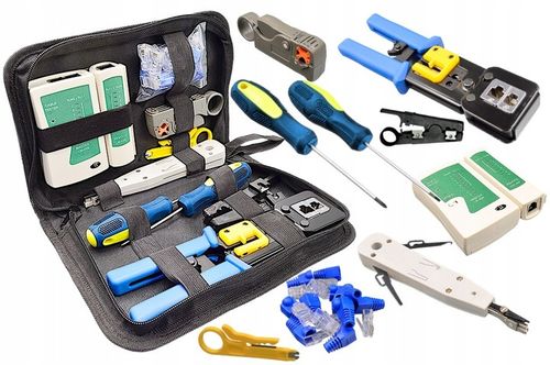 ZESTAW NARZĘDZI SIECIOWYCH DO WTYKÓW PRZELOTOWYCH RJ45 TESTER ZACISKARKA na Arena.pl