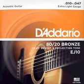 Struny do gitary akustycznej akustyka 80/20 Bronze Daddario EJ10 10-47