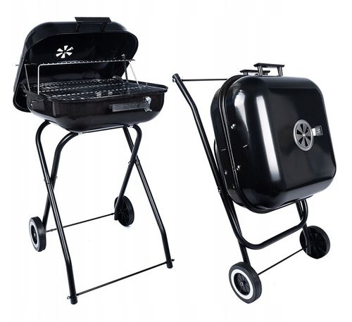 GRILL Węglowy na brykiet Ogrodowy PRZENOŚNY turystyczny WÓZEK POKRYWA na Arena.pl