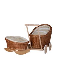 ZESTAW WIKLINOWY DLA LALEK Z BEŻOWYM OBSZYCIEM 46x30 H20/26 / 48x28 H46 CM