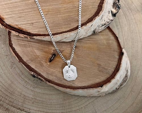 Srebrny łańcuszek pancerka 50 cm i medalik Matka Boska grawer na prezent na Arena.pl