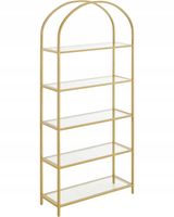 Szklany regał złoty stal 5 półek nowoczesny 83x183 cm