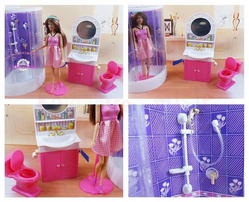 ŁAZIENKA 0604 meble do domku domek dla lalek lalka sedes prysznic akcesoria na Arena.pl