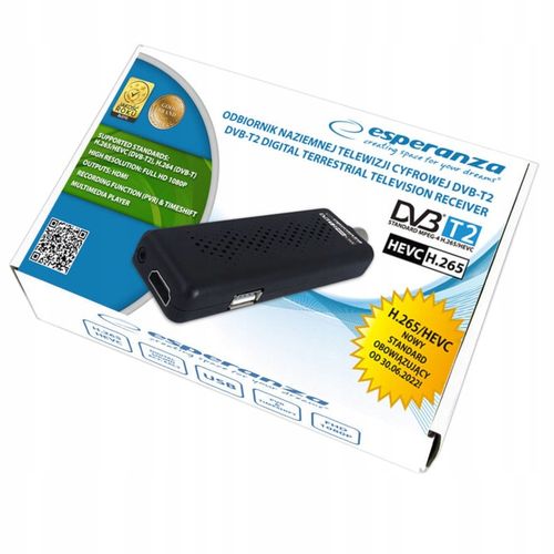 MINI DEKODER TUNER TV DVB-T2 HEVC H.265 FULL HD PILOT KABEL HDMI na Arena.pl