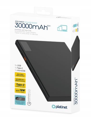 Powerbank Platinet 30000 Quick Charge 3xUSB + USB-C na Arena.pl