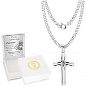 Srebrny Łańcuszek 925 Krzyżyk Komunia Chrzest Bierzmowanie