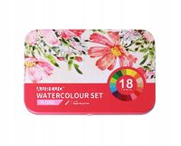 2 x Farby akwarelowe AUREUO 18 kolorów + pędzelek metalowa kasetka FLORAL S