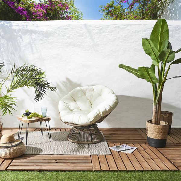 Fotel Nucan biały/naturalny obrotowy zdjęcie 2