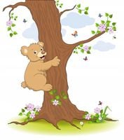 Naklejka na ścianę miś na drzewie kwiatki 100 cm