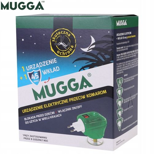 MUGGA na KOMARY ELEKTRO + 2 x Wkład płyn 5ml ODSTRASZACZ do kontaktu ZESTAW na Arena.pl