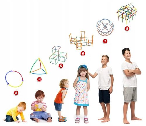 KLOCKI SŁOMKI KONSTRUKCYJNE PATYCZKI RURKI ZESTAW 400el PUDEŁKO DLA DZIECI na Arena.pl