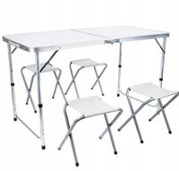 STOLIK TURYSTYCZNY Z 4 KRZESLAMI WALIZKA SKLADANY ZESTAW WĘDKARSKI