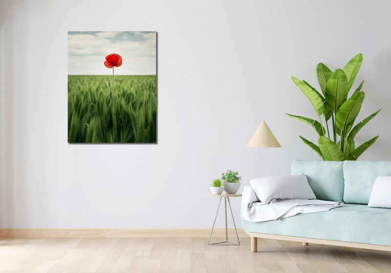 Obraz 70x90cm Samotny Mak na Polu zdjęcie 2